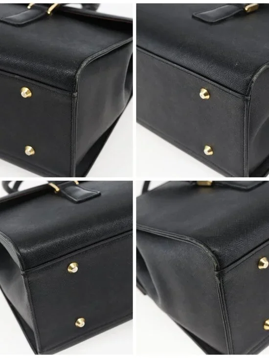 BURBERRY Hand Bag Leather Black Silver Auth ep13523 - Picture 9 of 11